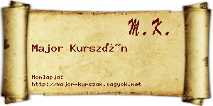 Major Kurszán névjegykártya
